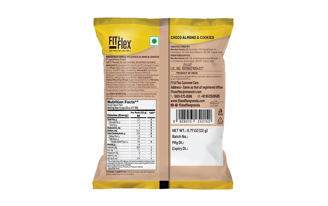 Fit & Flex Crunchy Granola Choco Almond & Cookies   Pack  22 grams